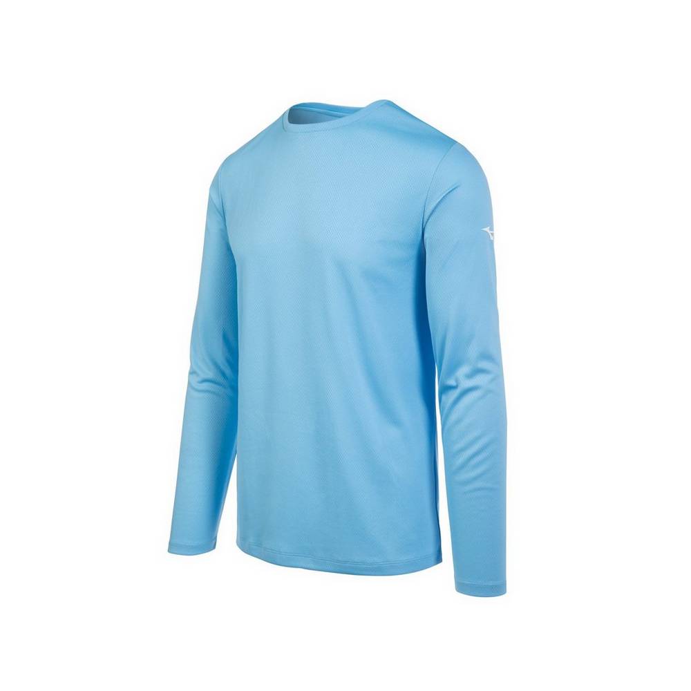 Camisetas Mizuno Long Sleeve Para Hombre Azules Claro 7481536-HE
